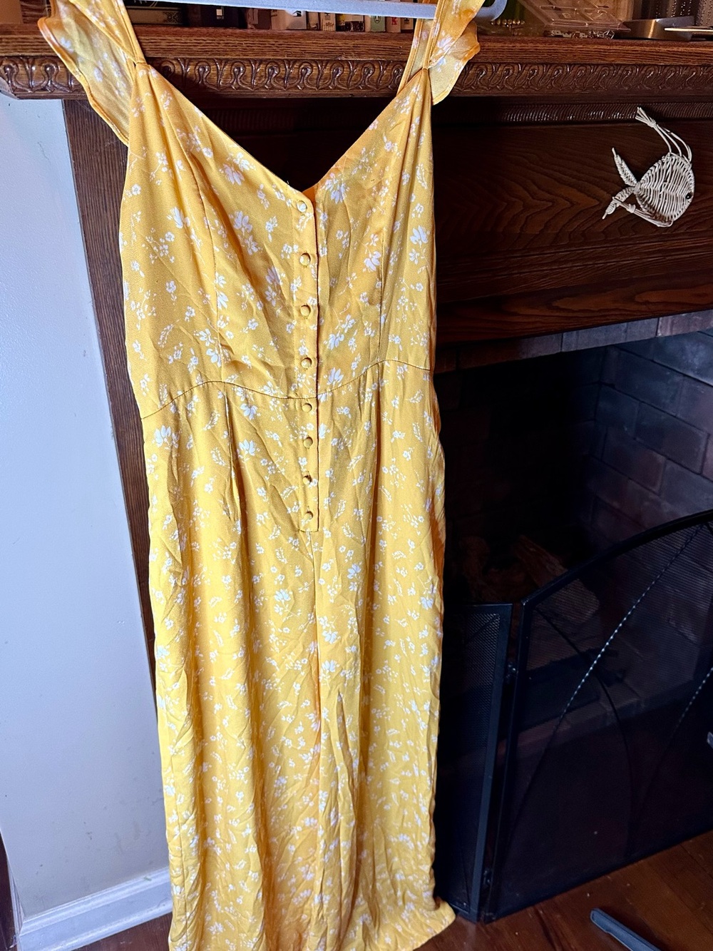 Everly Yellow Floral Button-Front Jumpsuit